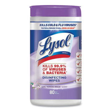 LYSOL® Brand Disinfecting Wipes, 7 X 7.25, Early Morning Breeze, 80 Wipes-canister, 6 Canisters-carton freeshipping - TVN Wholesale